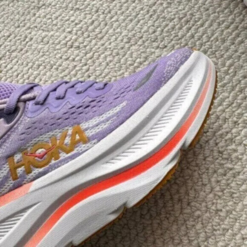 Hoka Bondi 9 Women's Sneakers lavender aster flower starlight glow NEW size 6.5 - Picture 3 of 10
